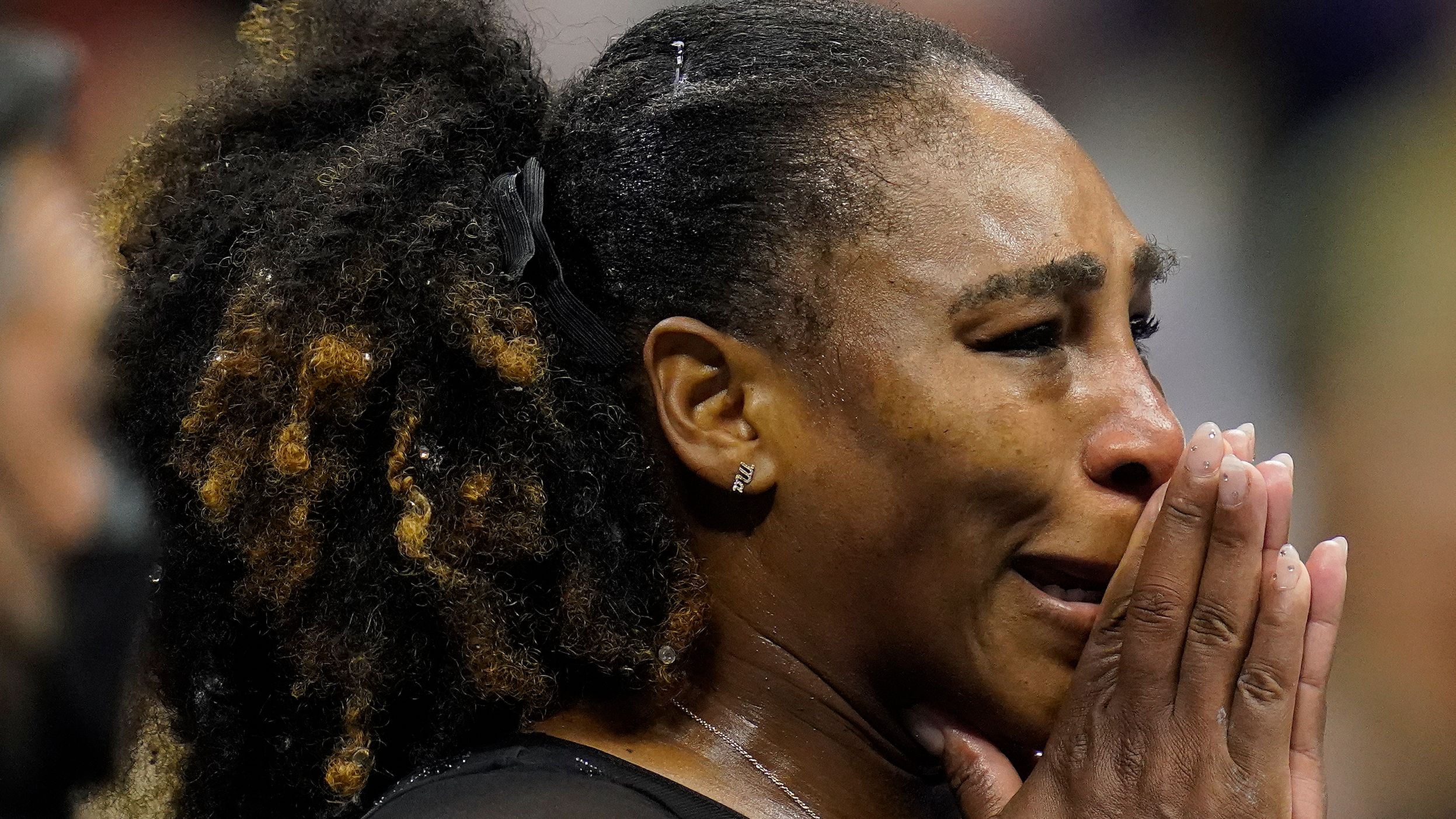 Williams reacts after losing to Ajla Tomljanović on Friday. "These are happy tears," Williams said during her on-court interview.