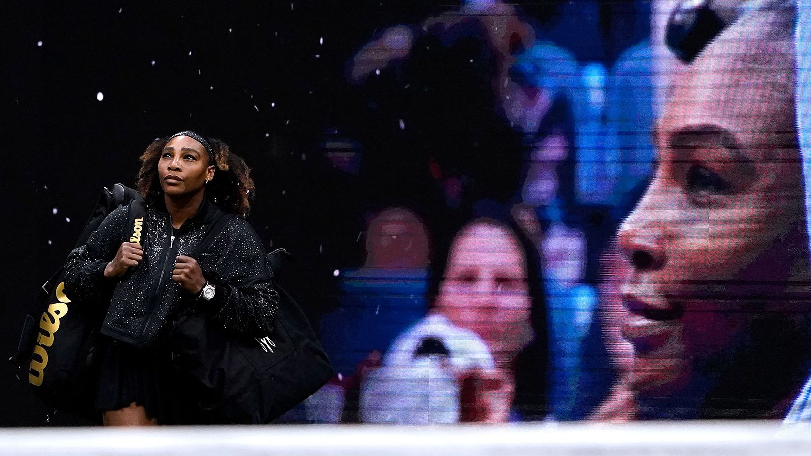 Williams walks onto the court ahead of her match Friday.