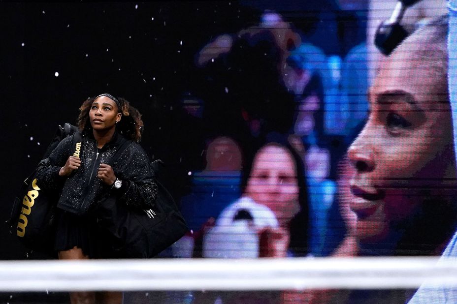 Williams walks onto the court ahead of her match Friday.