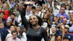 Serena Williams, of the United States, waves to fans after losing to Ajla Tomljanovic, of Austrailia, in the third round of the U.S. Open tennis championships, Friday, Sept. 2, 2022, in New York. (AP Photo/John Minchillo)