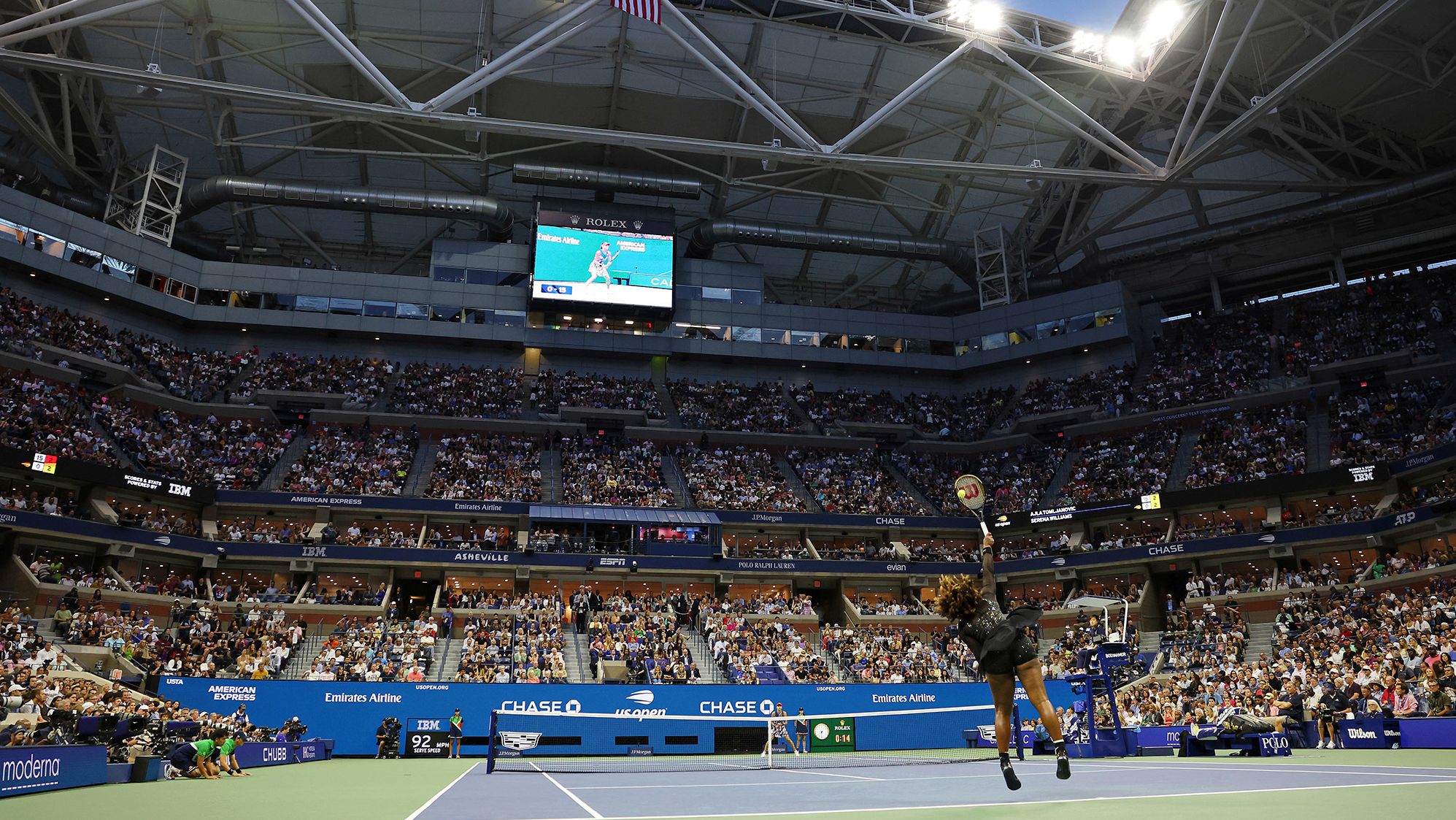 Williams serves during Friday's match.