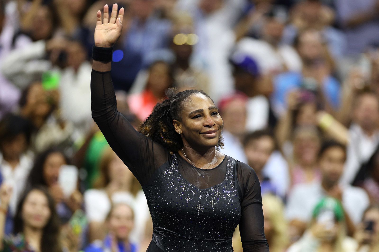 Williams waves to the crowd after losing to Australia's Ajla Tomljanović in the third round of the US Open on September 2. 'Thank you so much. You guys were amazing today,' she told the crowd in an on-court interview after the match. 'It's been a fun ride.'