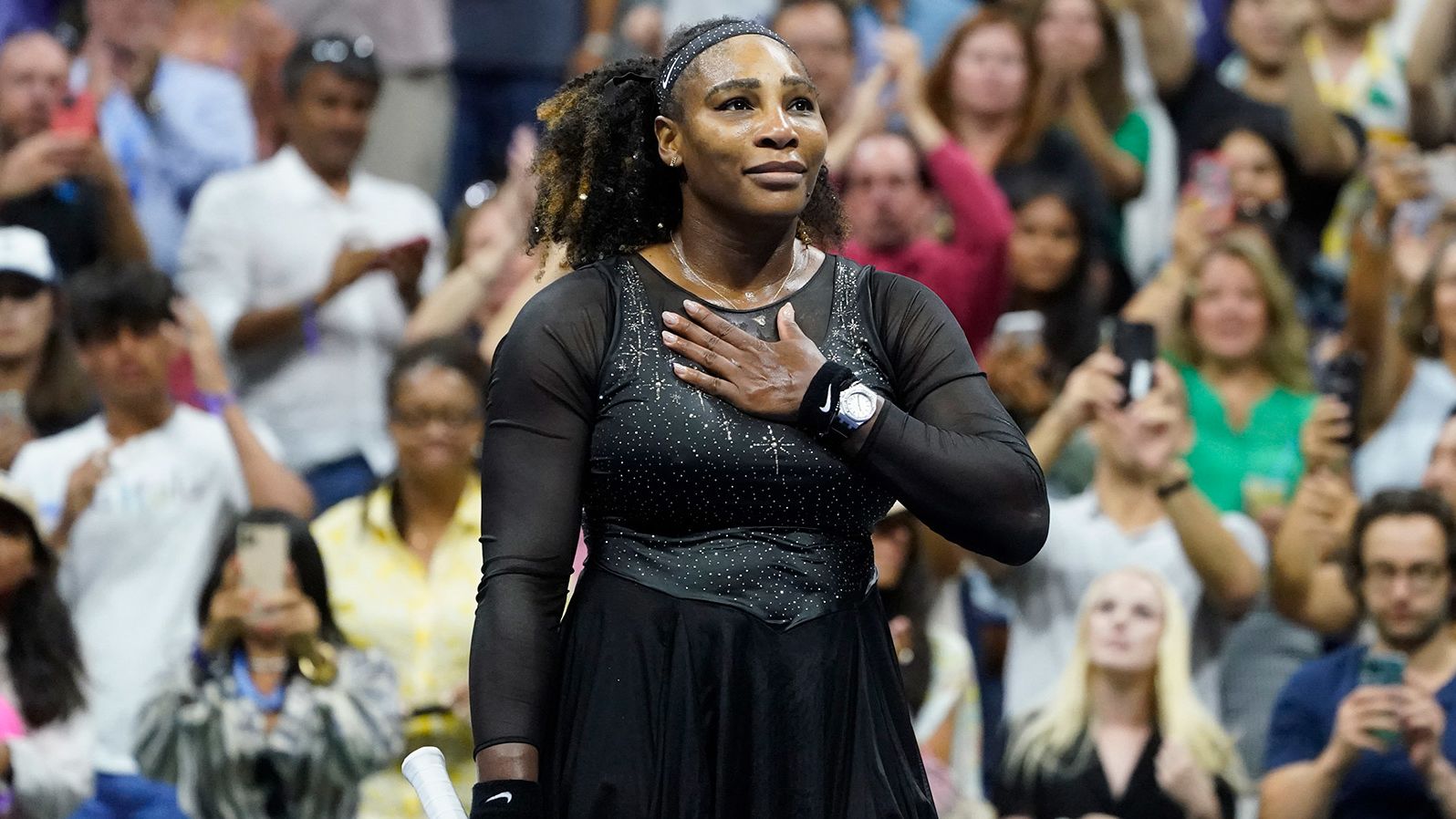 Serena Williams acknowledges the crowd after losing in the third round of the US Open on Friday, September 2.