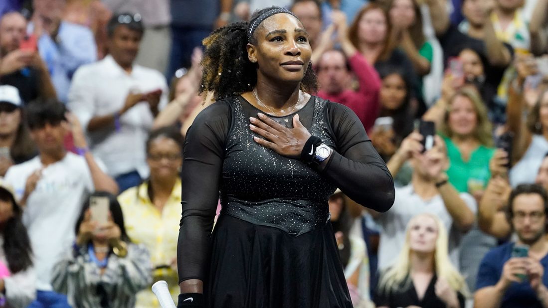 Serena Williams acknowledges the crowd after losing in the third round of the US Open on Friday, September 2.