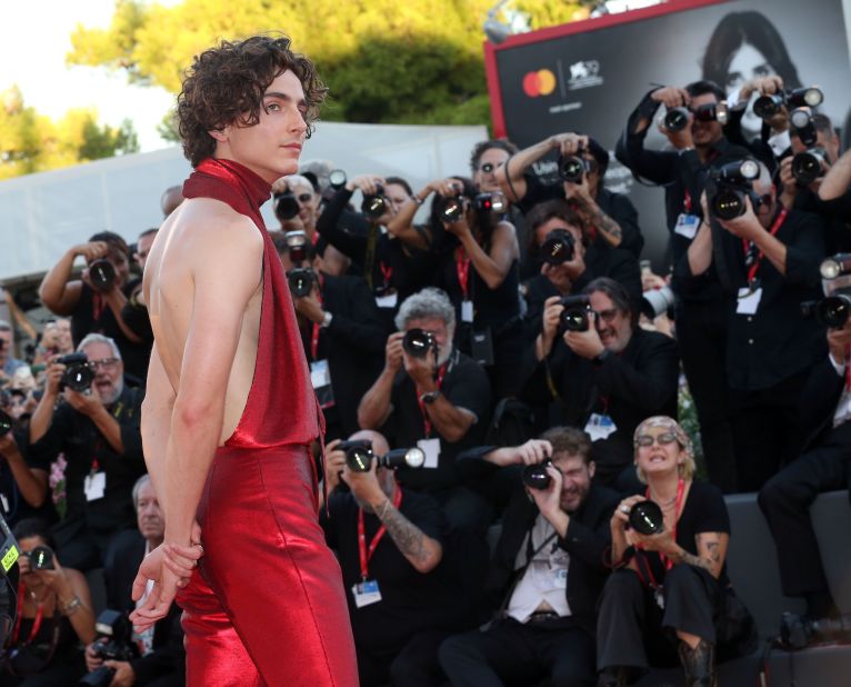 Timothée Chalamet opted for a backless Haider Ackerman look to attend the "Bones And All" red carpet premiere. 