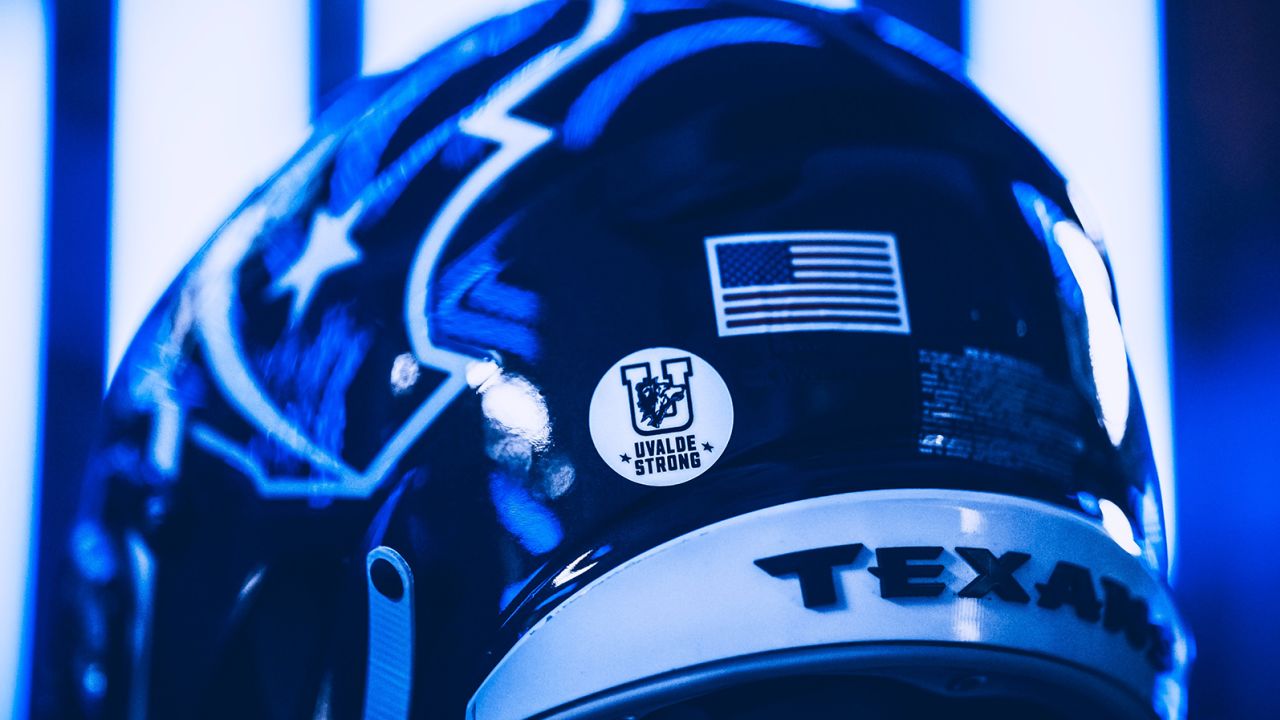 The "Uvalde Strong" decal appears on the Houston Texans' helmets.
