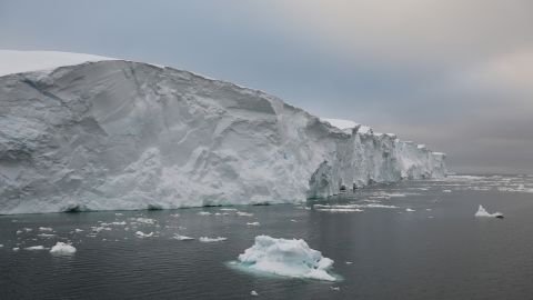 The floating ice edge at the edge of Thwaites Glacier in 2019.