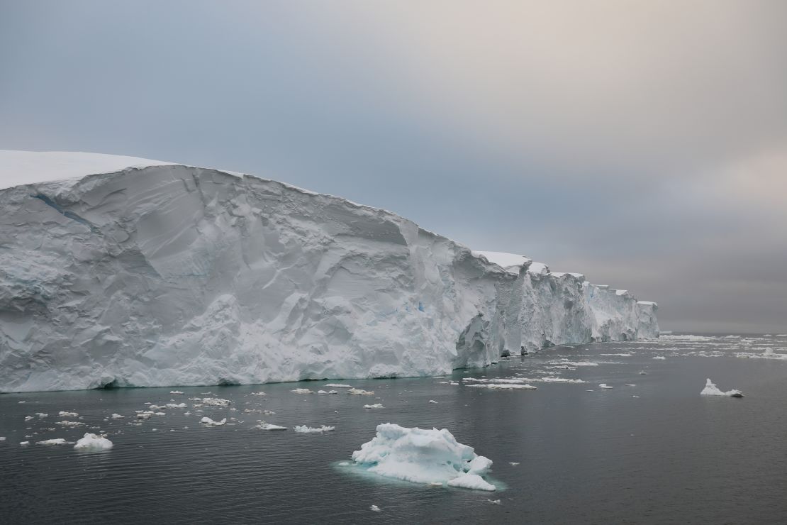 The floating ice edge at Thwaites Glacier margin in 2019.