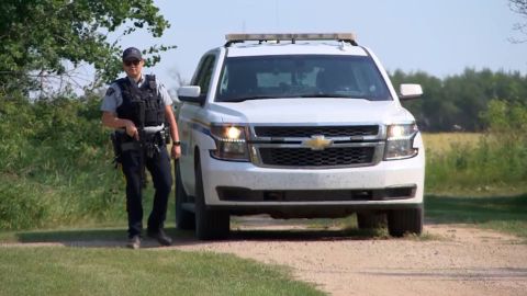 RCMP at the scene of a stabbing in Saskatchewan, Canada, on Sunday September 4, 2022.