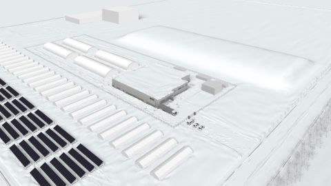 The White Data Center's proposed expansion in the city of Bibai (shown here in a rendering) would bring online 200 server racks and provide runoff heat to nearby greenhouses.