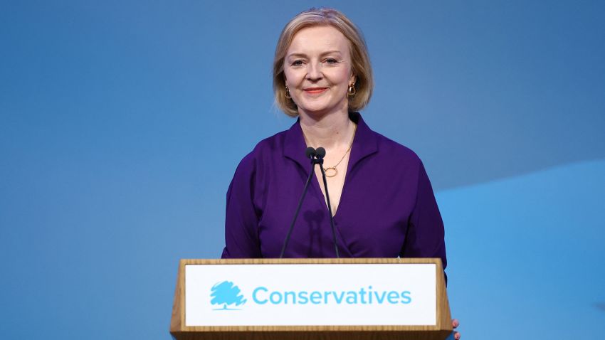 Liz Truss speaks after being announced as Britain's next Prime Minister at The Queen Elizabeth II Centre in London, Britain September 5, 2022. REUTERS/Hannah McKay 
