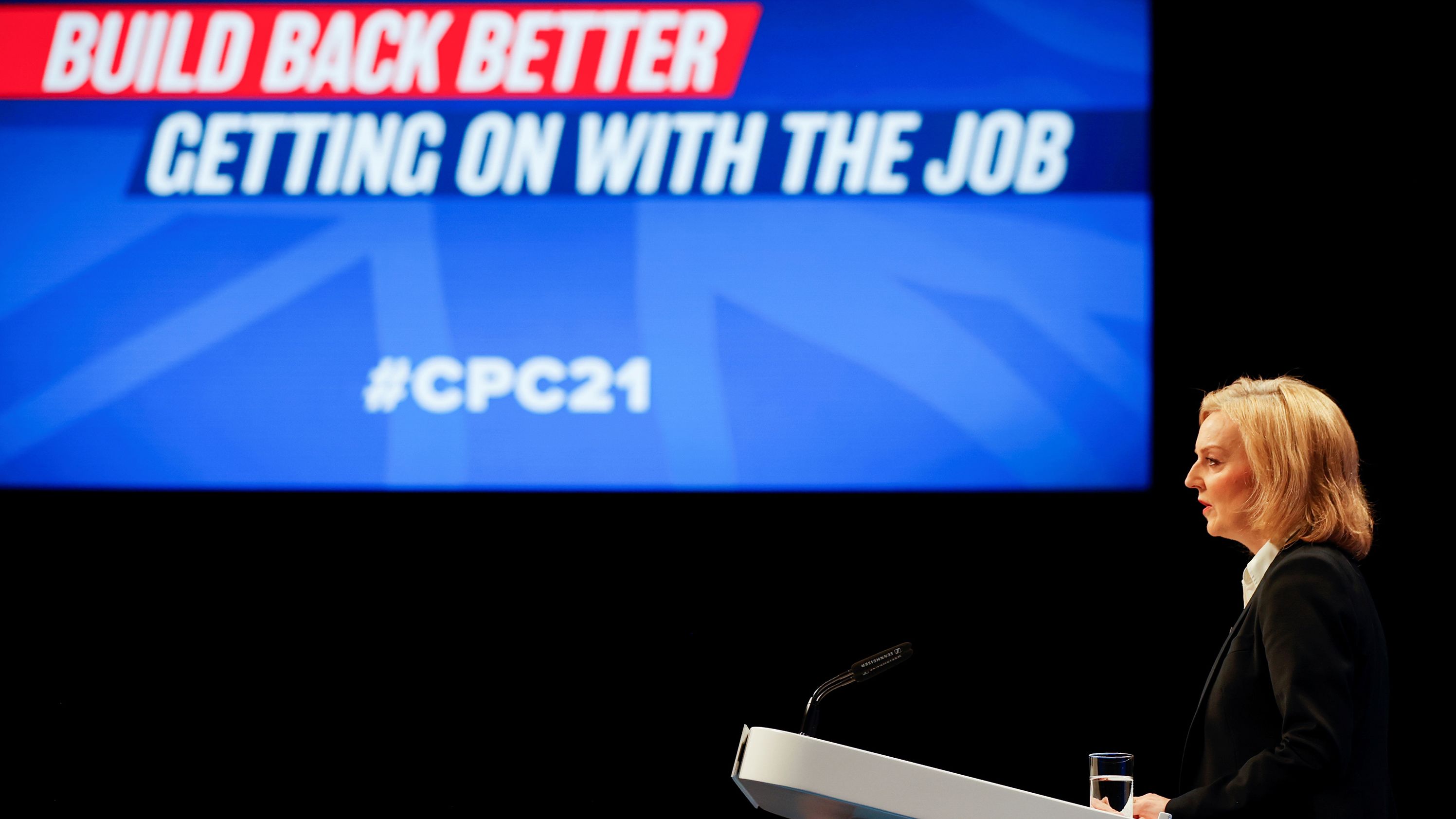 Truss speaks during the annual Conservative Party conference in October 2021.