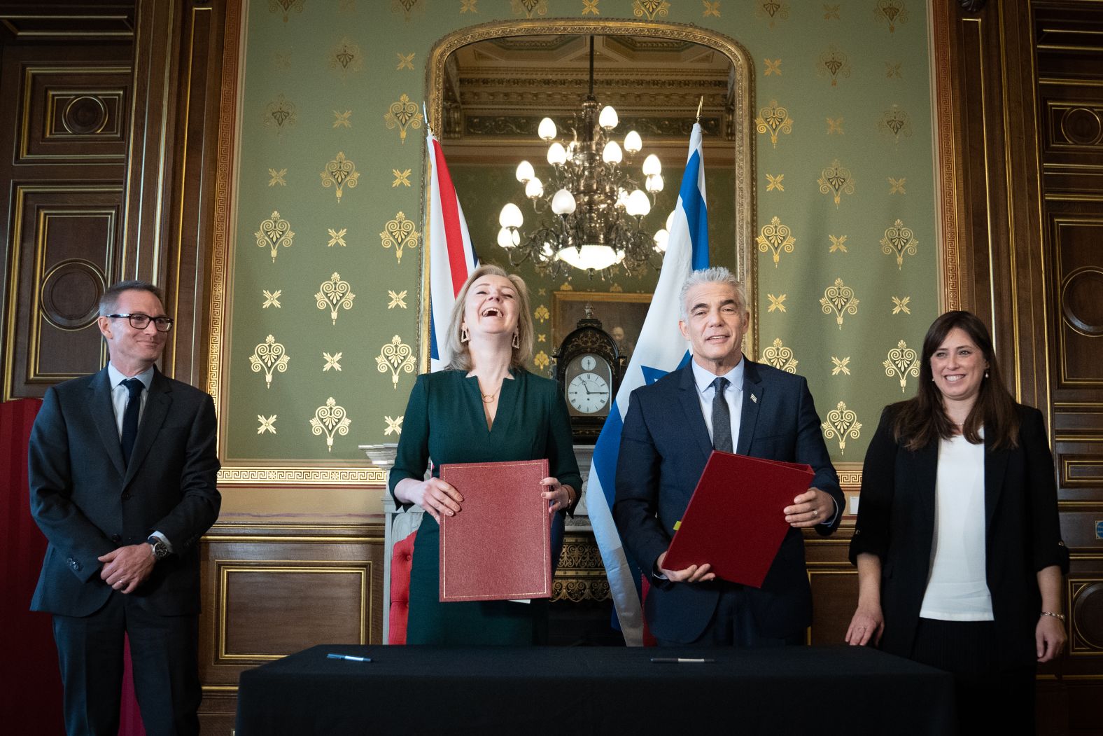 Truss, as foreign secretary, stands with Israeli Foreign Minister Yair Lapid as they met in London in November 2021.