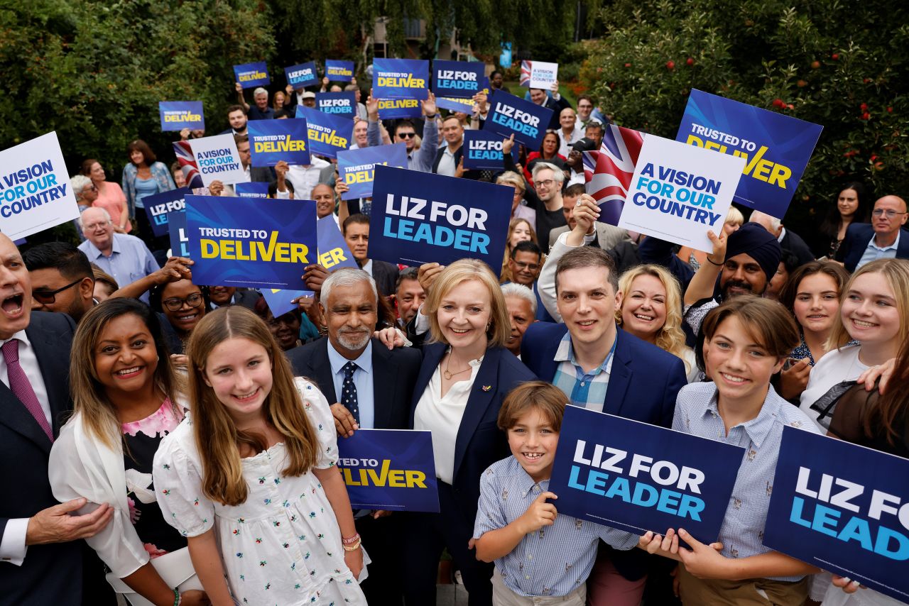 Truss meets supporters during a campaign event in London in July 2022.