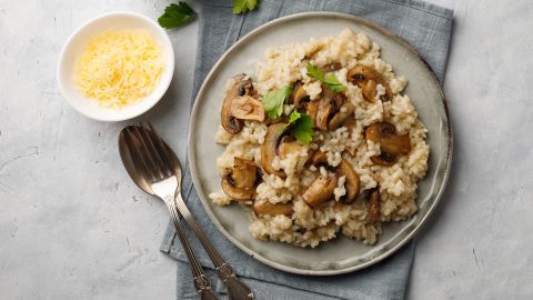 Celebrate National Mushroom Month with dishes like this mushroom risotto.