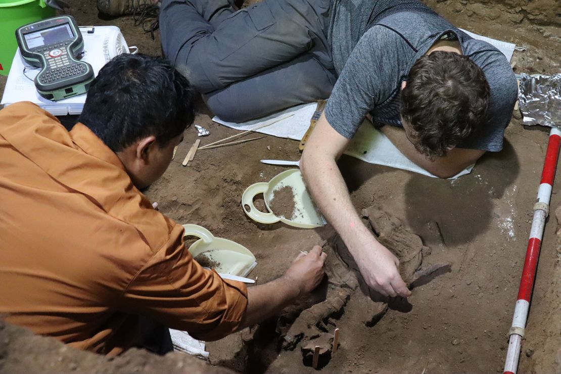 A team of Indonesian and Australian archaeologists excavated the skeleton. 