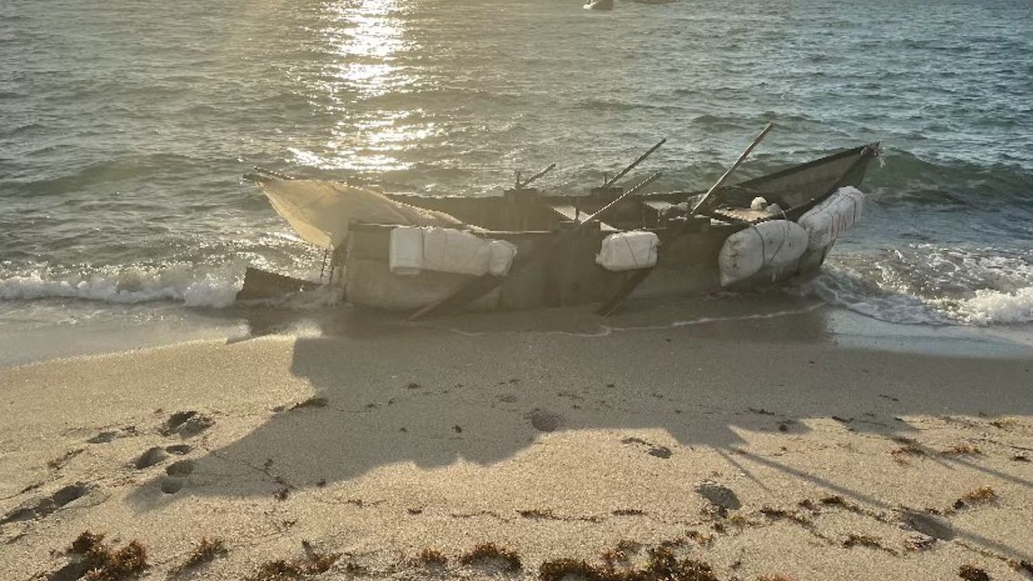 Chief Patrol Agent of the Miami Sector Walter Slosar posted this photo of a boat carrying 15 Cuban migrants on Haulover Beach, Florida, on Monday.