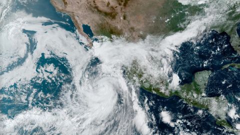 Hurricane Kay can be seen on satellite Tuesday morning. 