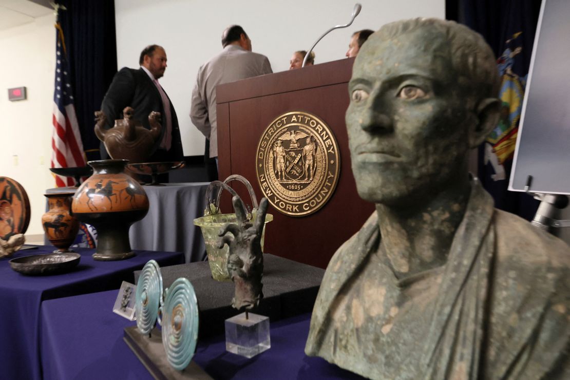 A bronze bust of a man dating from around the first century CE or late BCE was returned. 