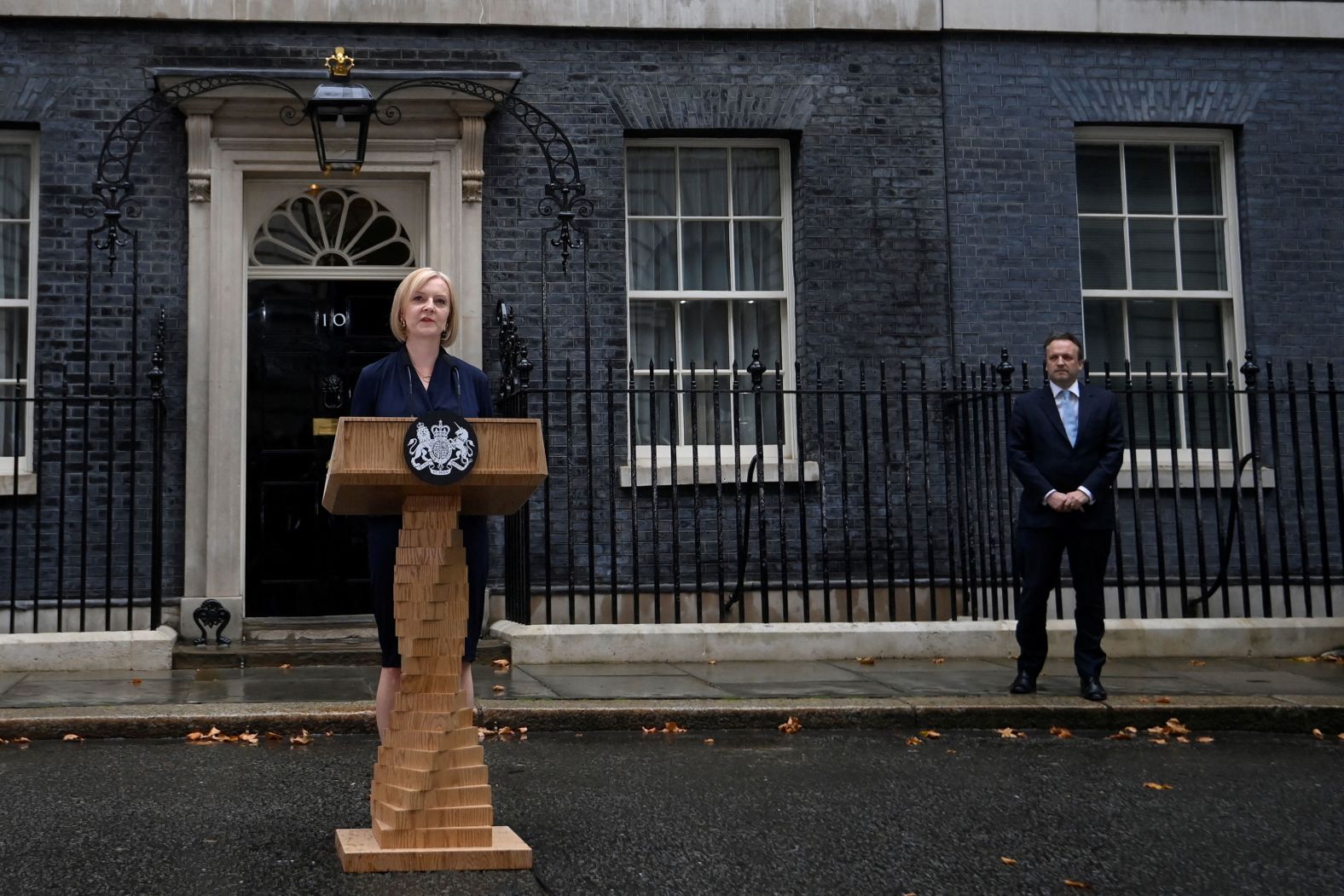 Truss delivers <a  target="_blank">her first speech as prime minister</a> outside No. 10 Downing Street. She pledged to immediately set about tackling the United Kingdom's spiraling cost-of-living crisis, saying she was confident that "together we can ride out of the storm" of economic problems facing the nation.