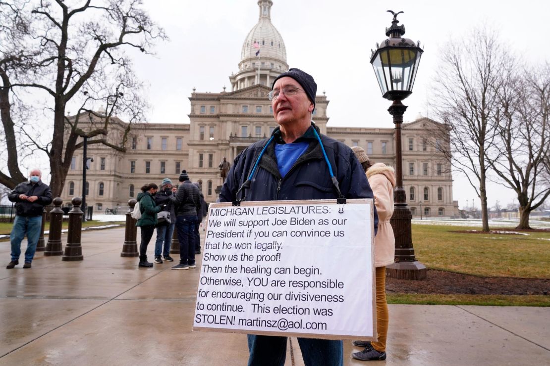 Martin Szelag stands outside the state Capitol in Lansing, Michigan, on January 17, 2021. 