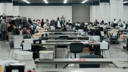 Detroit, MI - AUGUST 02: Volunteers and pools workers work at the TCF Center where ballots are counted on August 2, 2022 in Detroit, Michigan. Among those running in this election are includedive republicans vying to take on incumbent Gretchen Whitmer. (Photo by Matthew Hatcher/Getty Images)