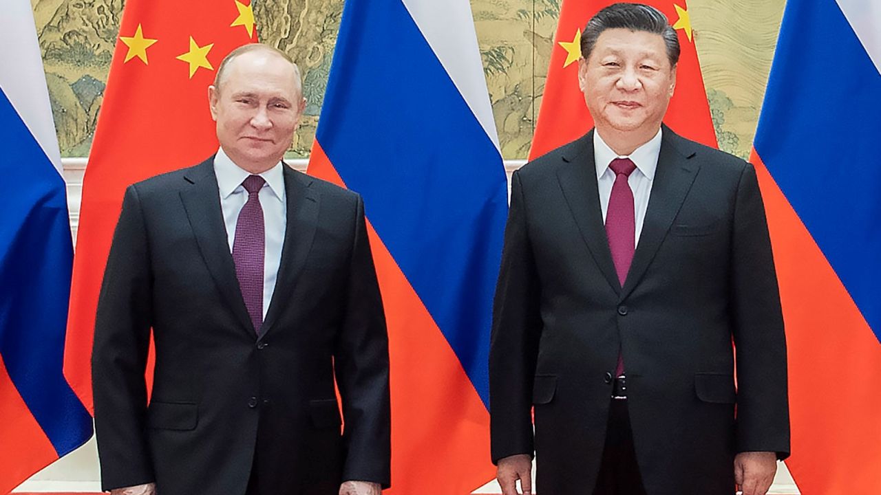 Chinese President Xi Jinping holds talks with Russian President Vladimir Putin at the Diaoyutai State Guesthouse in Beijing, capital of China, Feb. 4, 2022.