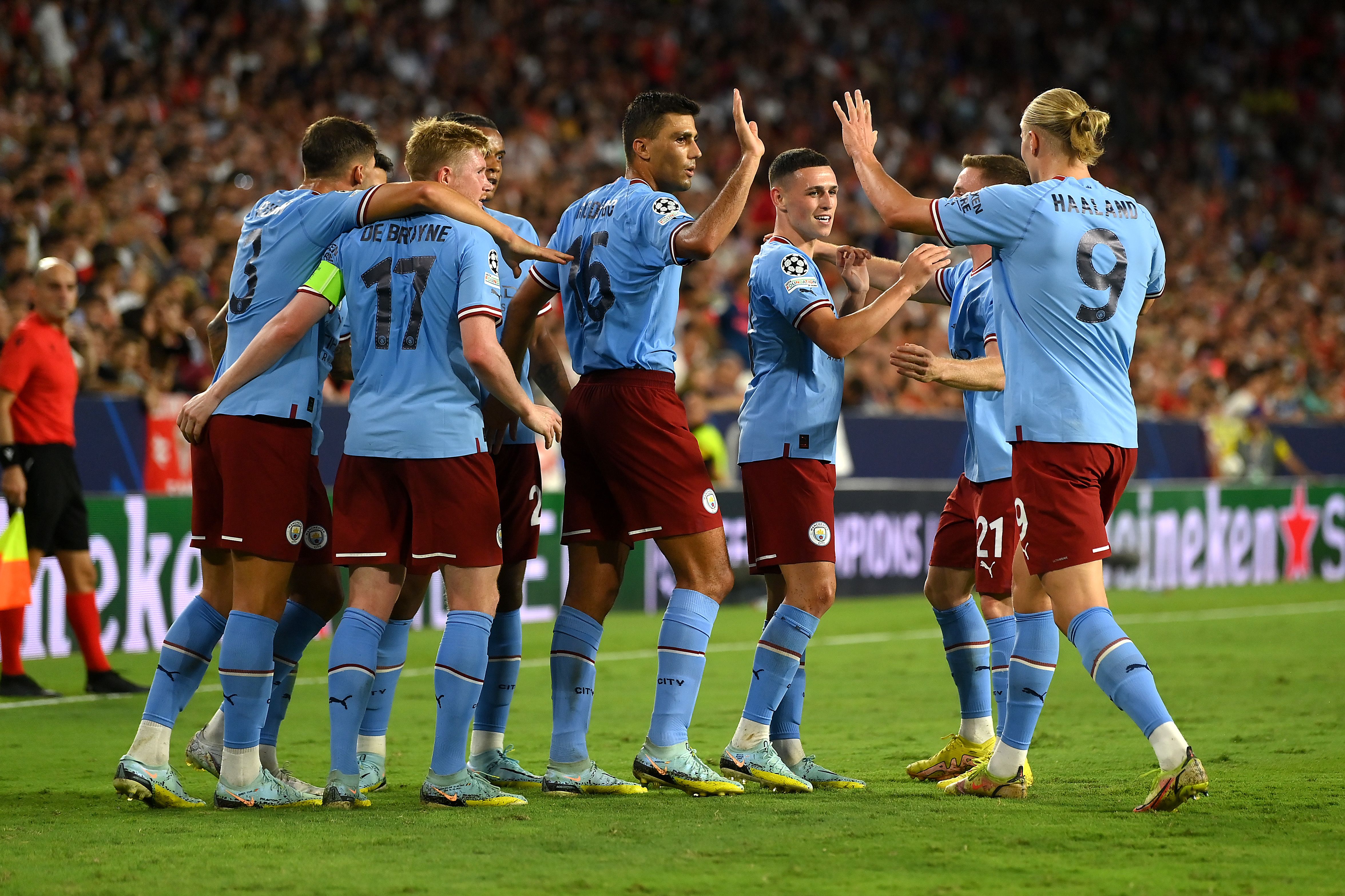 Sevilla 0-4 Manchester City: Erling Haaland hits double as Pep