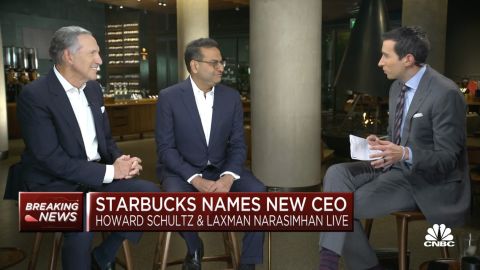 Howard Schultz and Laxman Narasimhan on CNBC's Squawk Box.