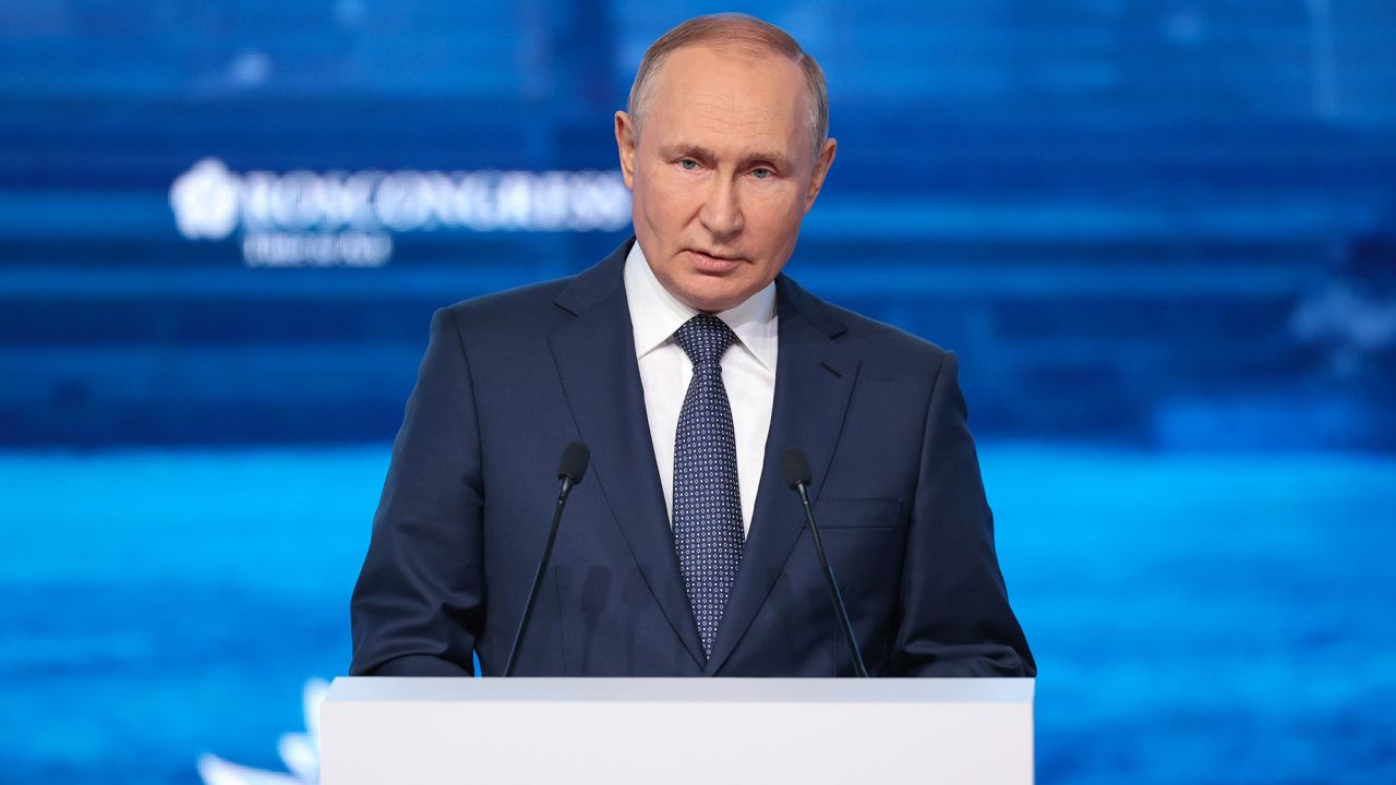 Russian President Vladimir Putin delivers a speech during a plenary session at the Eastern Economic Forum in Vladivostok, Russia, Wednesday, Sept. 7, 2022. (Sergei Bobylev/TASS News Agency Host Pool Photo via AP)