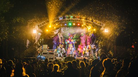 A photo taken on September 5, 2017 shows the stage during the Nyege Nyege Festival, the annual four-day international music festival, in Jinja, Uganda.