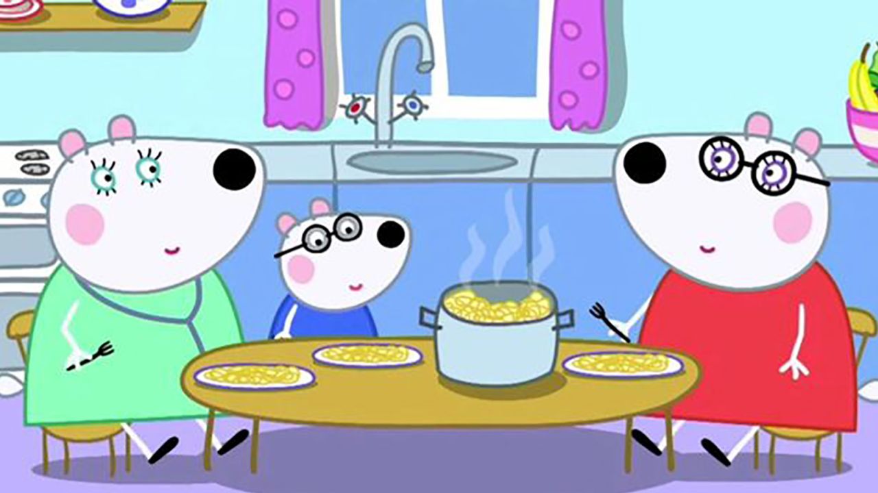 Penny Polar Bear's mommies are good at medicine and making spaghetti.