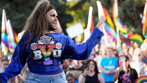 The RaYnbow Collective held a pride night and drag show for BYU students at Kiwanis Park in Provo, Utah on Saturday.
