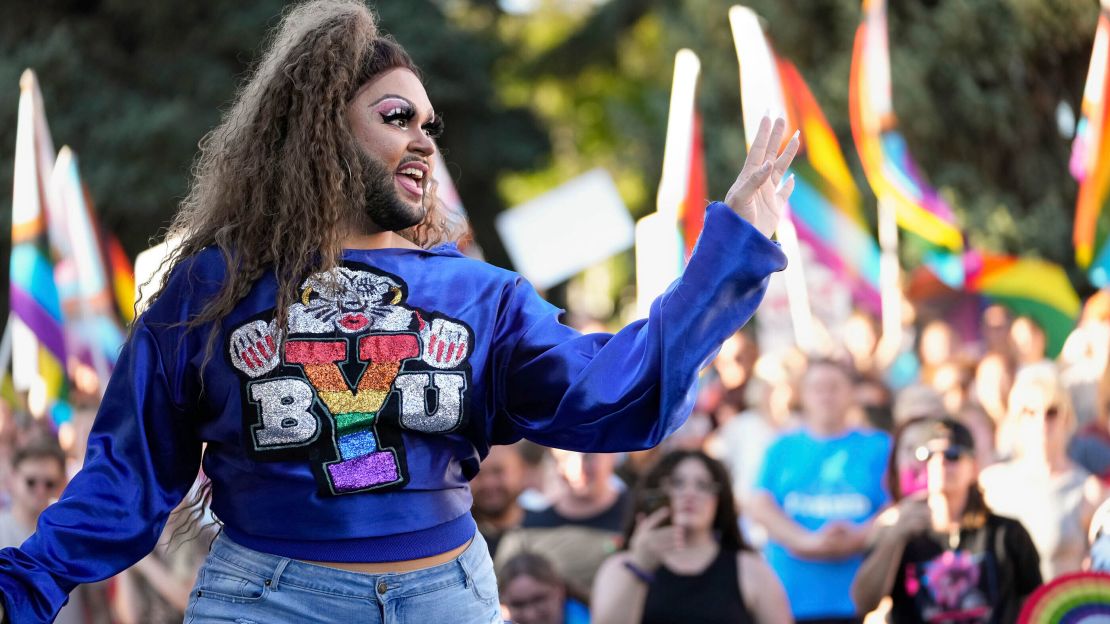 The RaYnbow Collective held a Pride night and drag show for BYU students at Kiwanis Park in Provo, Utah on Saturday.