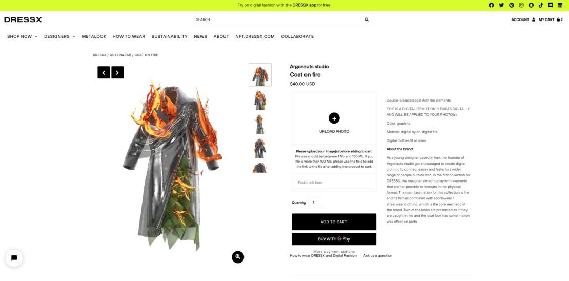 DressX has more than 2,500 virtual garments for sale on its website.