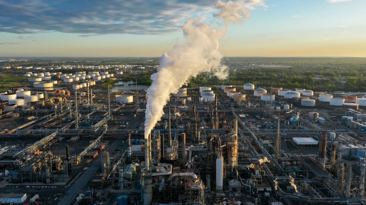  An aerial view of Phillips 66 oil refinery is seen in Linden, New Jersey.