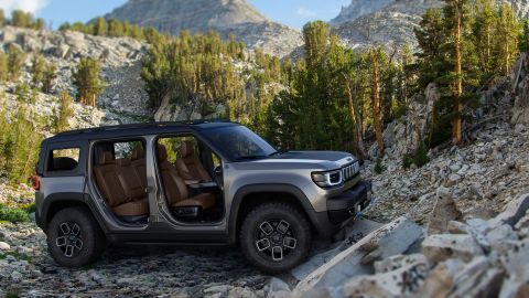 The Jeep Recon, with its removable doors and windows, takes cues from the gasoline-powered Jeep Wrangler. Image: Jeep