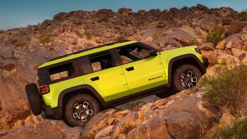 The all-electric Jeep Recon will be able to tackle rough off-road trails, the company says.