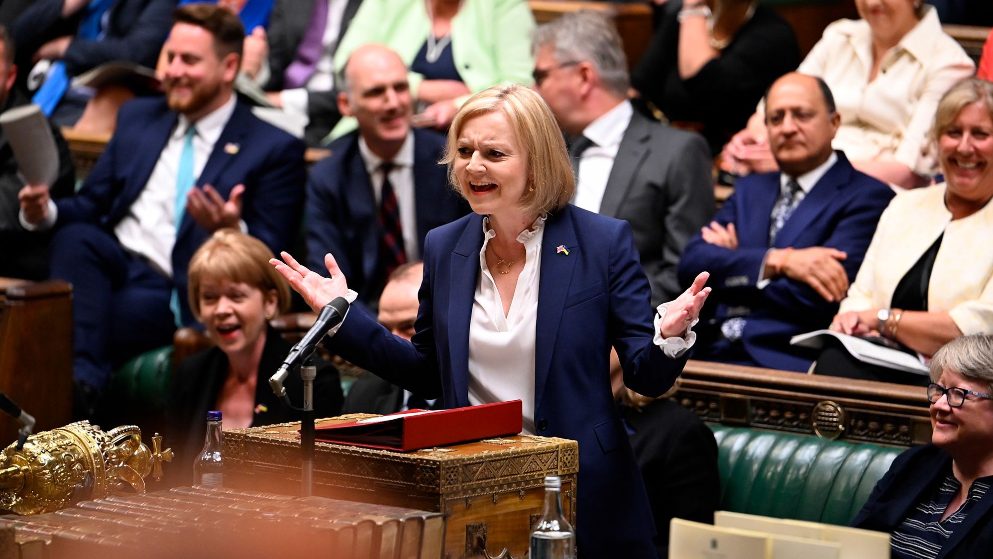 A day after becoming prime minister, Truss speaks during the Prime Minister's Questions at the House of Commons.