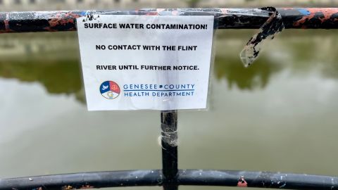 Many years after the city's water crisis came to light, passers-by are still warned to stay away from the Flint River. 