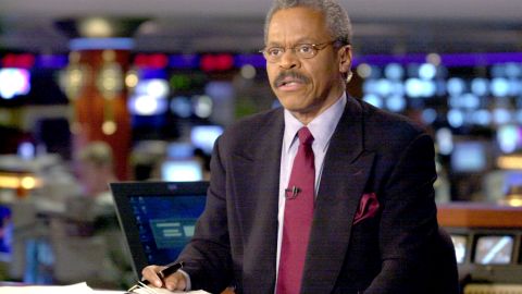 CNN anchorman Bernard Shaw talks to his viewers while on set at the network's Atlanta headquarters on Friday, Nov. 10, 2000. Shaw, a 20-year veteran of CNN, said he would leave the network early next year to write books and spend more time with his family.