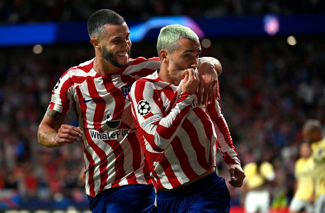 Griezmann celebrates scoring against Porto.