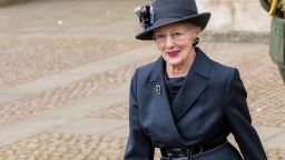 Queen Margrethe II of Denmark at the Memorial Service of Thanksgiving for the life of Prince Philip, Duke of Edinburgh at Westminster Abbey in London, UK. (Photo by DPPA/Sipa USA)(Sipa via AP Images)