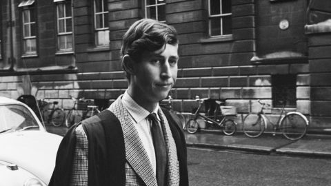 Charles walks in  Cambridge in 1967 when he began his term at Trinity College.