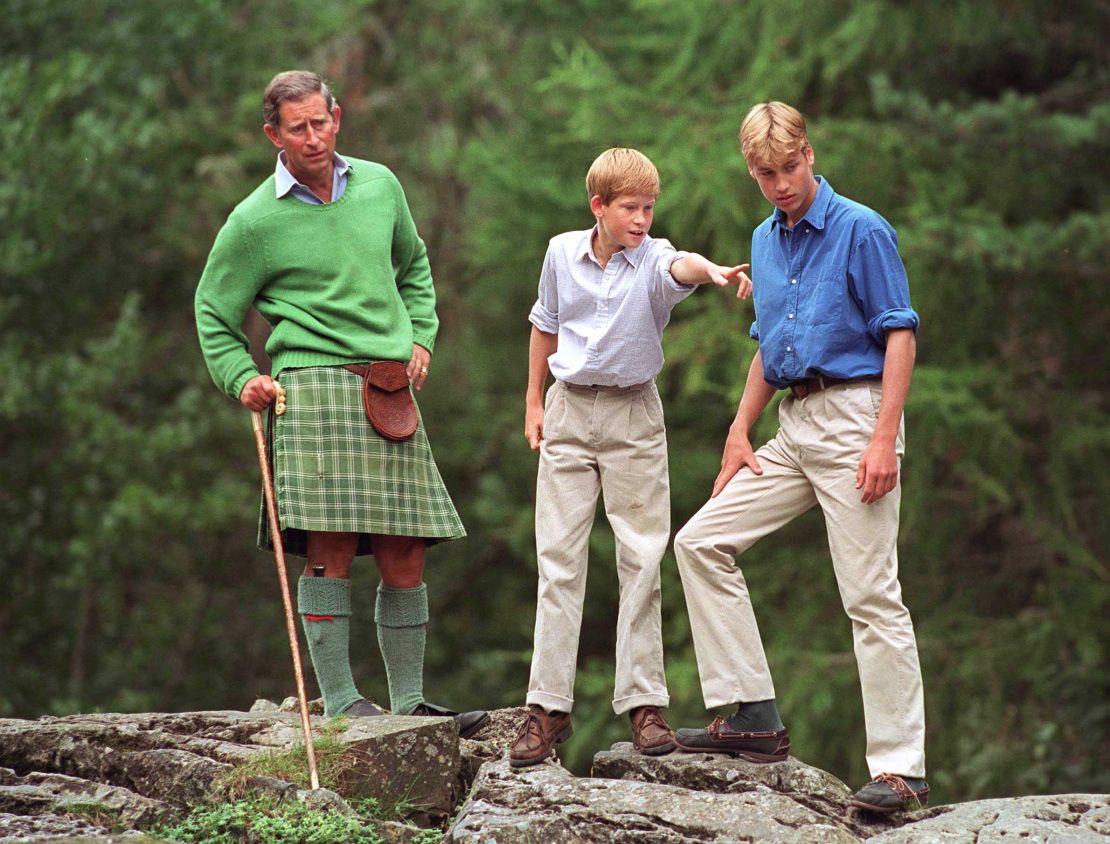 Charles and William, pictured with Prince Harry in 1997, came together personally and professionally when Harry stepped back from his royal duties in 2020.