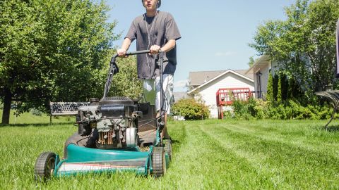 For teens, chores like mowing the lawn are a good way to work up a sweat and burn some calories.