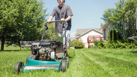 Chores like mowing the lawn are a great way for teens to work up a sweat and burn calories.