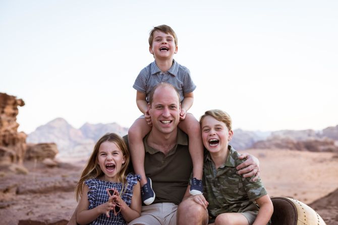 This photo of Prince William and his children in Jordan was released by Kensington Palace to celebrate Father's Day in June 2022.