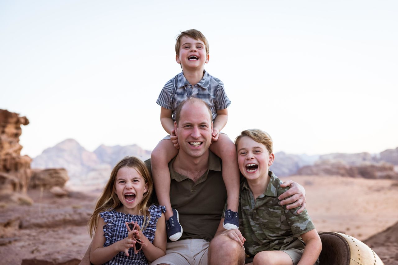 This photo of Prince William and his children in Jordan was released by Kensington Palace in June 2022.