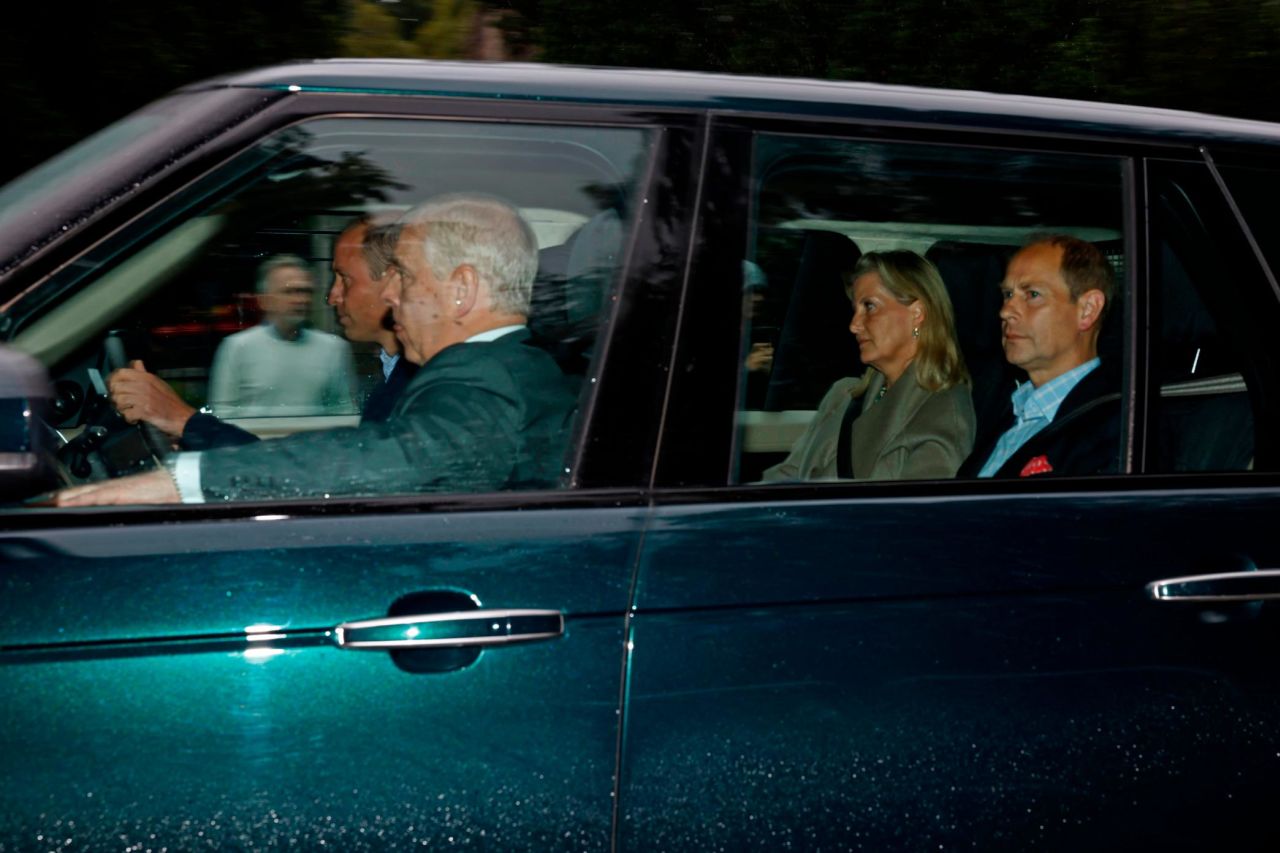 William is seen driving Prince Andrew, Prince Edward and Sophie, Countess of Wessex, as they arrive at Balmoral Castle in Scotland on the day Queen Elizabeth II died in September 2022.